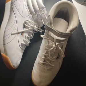 Reebok White Classic Sneakers with Multicolor Stitching